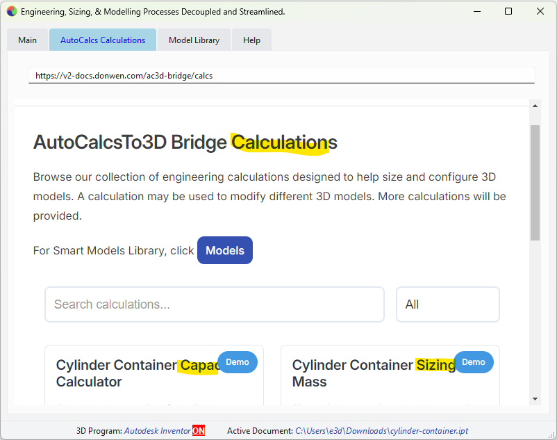 AC3D Calculation Portal