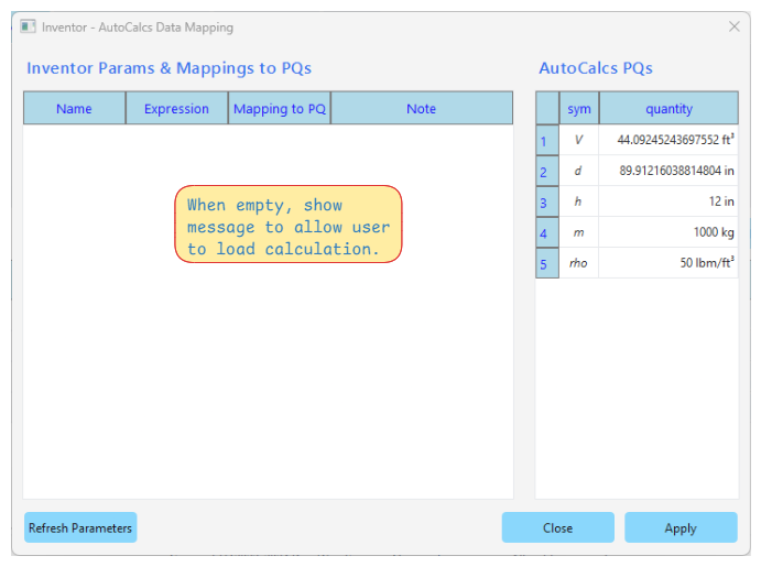 AC3D Data Mapping Dialog